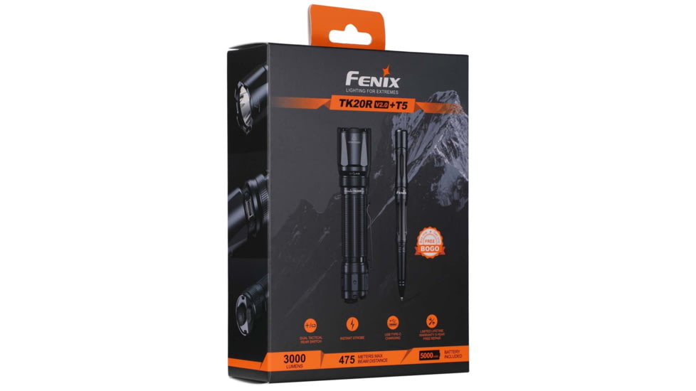 Fenix Lighting TK20R V2.0 Lithium Ion 3000 Lumens Luminus SFT70 LED Flashlight, Black, TK20RV2BK