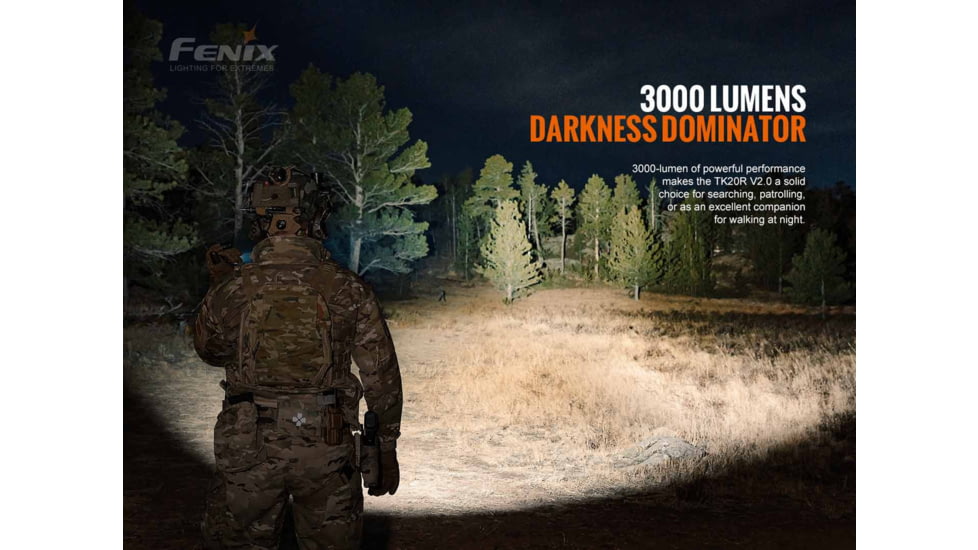 Fenix Lighting TK20R V2.0 Lithium Ion 3000 Lumens Luminus SFT70 LED Flashlight, Black, TK20RV2BK
