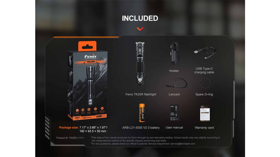 Fenix Lighting TK25R Lithium Ion 3600 Lumens Flashlight