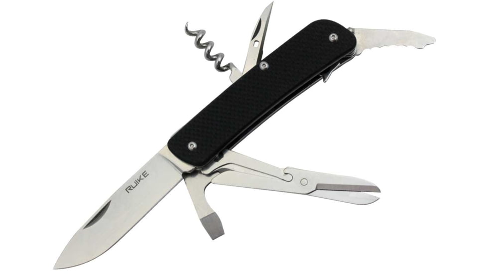 RUIKE M31Multifunction Knife, 2.79in, 14C28N Stainless Steel, Clip Point, Plain Blade, Black, M31-B