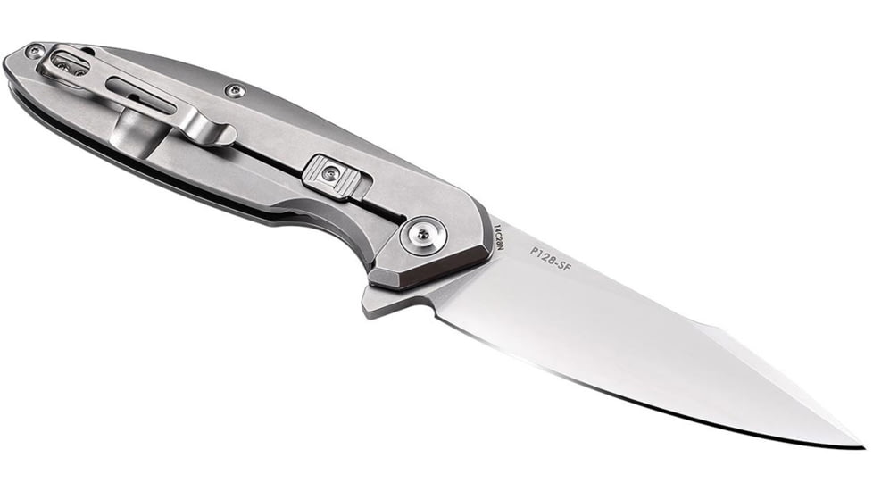 RUIKE P128 Folding Knife, 3.66in, 14C28N Stainless Steel, Clip Point, Plain Blade, Silver, P128-SF