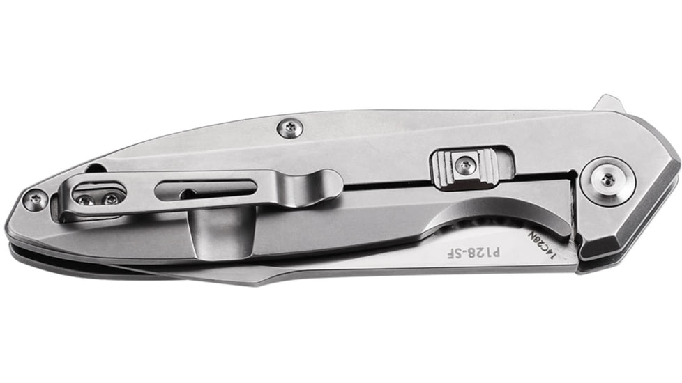 RUIKE P128 Folding Knife, 3.66in, 14C28N Stainless Steel, Clip Point, Plain Blade, Silver, P128-SF