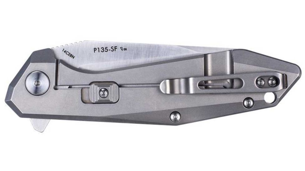 RUIKE P135 Folding Knife, 3.62in, 14C28N Stainless Steel, Clip Point, Plain Blade, 420 Stainless Steel Handle, Silver, P135-SF