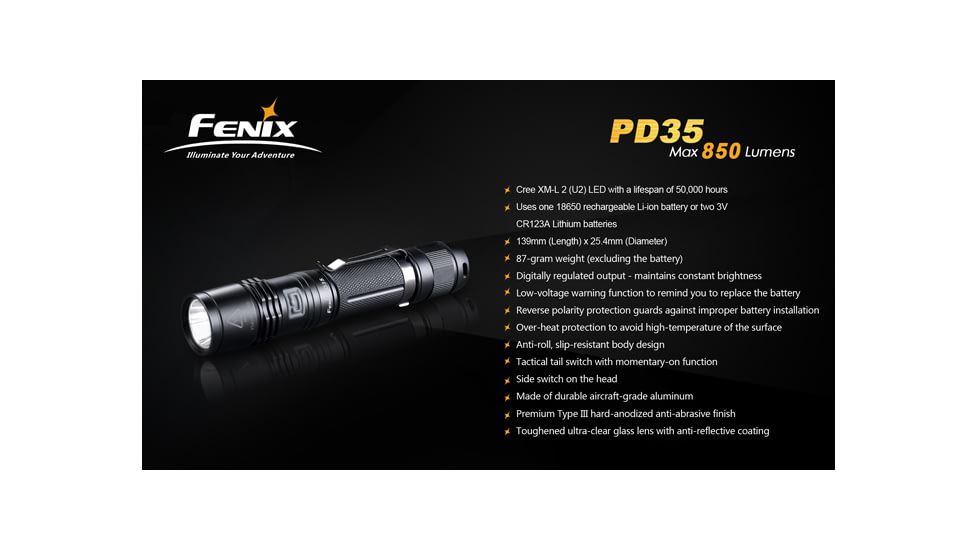 Fenix PD35 LED Flashlight, Black PD35L2BK-B
