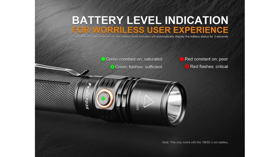 Fenix PD35 Version 2.0 Flashlight, 1000 Lumens, Black PD35V2BK