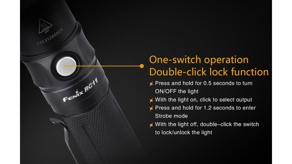 Fenix RC11 Rechargeable Flashlight, 1000 Lumens, Black RC11XLBK