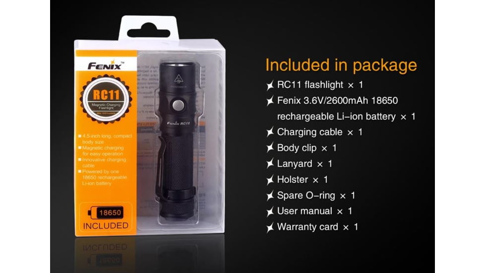 Fenix RC11 Rechargeable Flashlight, 1000 Lumens, Black RC11XLBK