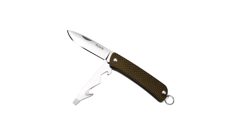 RUIKE S21 Multifunction Knife, 2.1in, 14C28N Stainless Steel, Clip Point, Plain Blade, Brown, S21-N