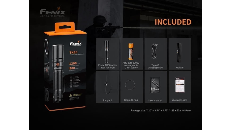Fenix TK 30 White Laser Flashlight, TK30WLBK