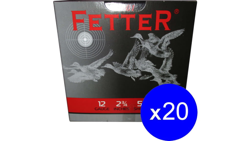 Fetter 12 Gauge 5 Shot 2.75in Centerfire Shotgun Ammo, 500 Rounds, RDGFT123220-KIT1