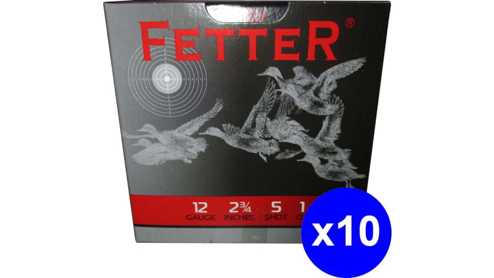 Fetter 12 Gauge 5 Shot 2.75in Centerfire Shotgun Ammo, 250 Rounds