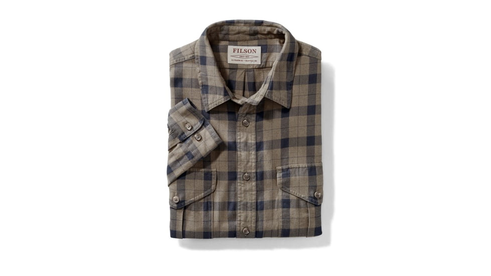 Filson Lightweight Alaskan Guide Shirt, Heather Tan Navy, L 11010743-HthrTanNvy-L