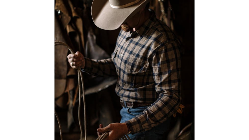 Filson Lightweight Alaskan Guide Shirt, Heather Tan Navy, L 11010743-HthrTanNvy-L