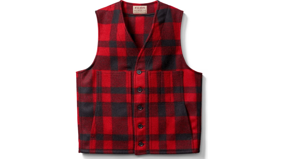 Filson Mackinaw Wool Vest - Alaska Fit - Mens, RedBlack, 34, 11010055-RedBlack-34