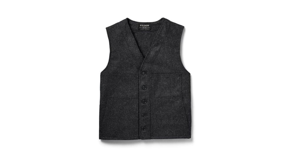 Filson Mackinaw Wool Vest - Extra Long, Charcoal, M Long 11010056-Charcoal-M