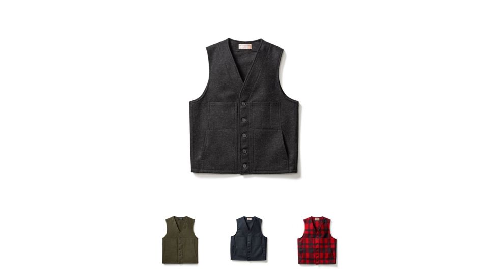 Filson Mackinaw Wool Vest, Charcoal, Forest Green, Navy, Red/Black