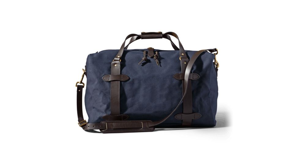 Filson Medium Rugged Twill Duffle Bag, Navy, One Size, 11070325-Navy-OS - Brass