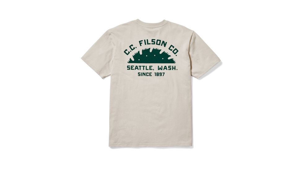 Filson Short Sleeve Outfitter Graphic T-Shirt Mens, Pebble Gray / Seattle Saw, Medium, 20062528-PGSS-M