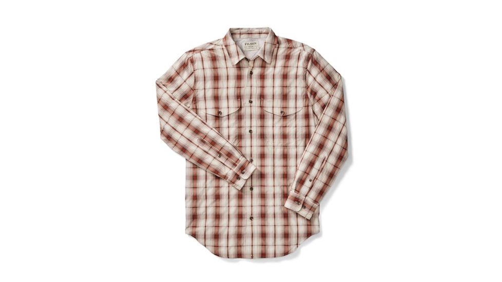 Filson Twin Lakes Sport Long Sleeve Shirt Mens, Rust/Cream, Large 20055878-RUST/CREAM -L
