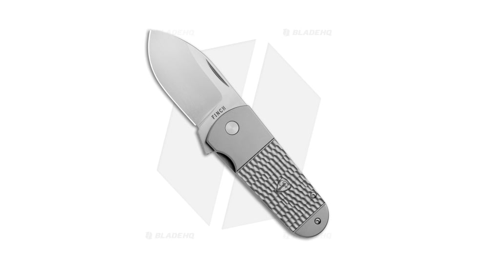 Finch Buffalo Tooth Folding Knife, 2.875in, 154CM, Spear Point Blade, Titanium Gray Handle, Gray/Gray, 6.875in, BHQ-174267