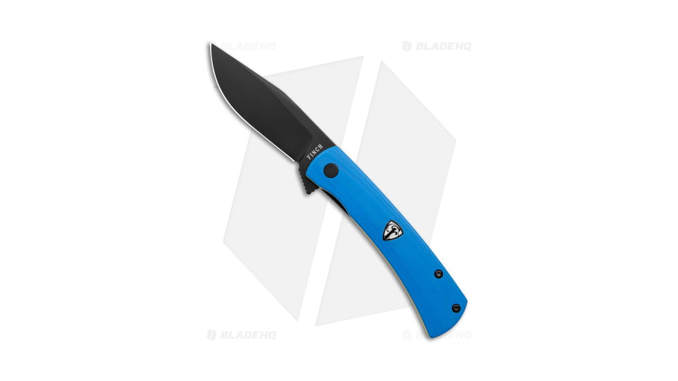 Finch Halo Military Folding Knife, 3.125in, Sandvik 14C28N, Clip Point Blade, G10 Blue Handle, Black/Blue, 7.125in, BHQ-176600