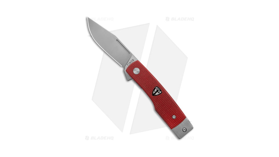 Finch Hatfield Flipper Folding Knife, 2.75in, 154CM, Clip Point Blade, Micarta Red Handle, Gray/Red, 6.25in, BHQ-182128