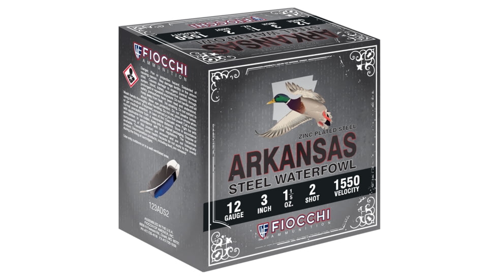 Fiocchi Arkansas Steel 12 Gauge 1 1/5 oz 3in Centerfire Shotgun Ammo, 25 Rounds, 123ADS2