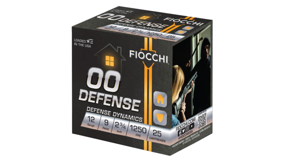 Fiocchi Defense Limited Special Run 12 Gauge 2.75 in 00 Buck 9 Pellets Shotgun Buckshot Ammo, 25 Rounds, 12EX00BK