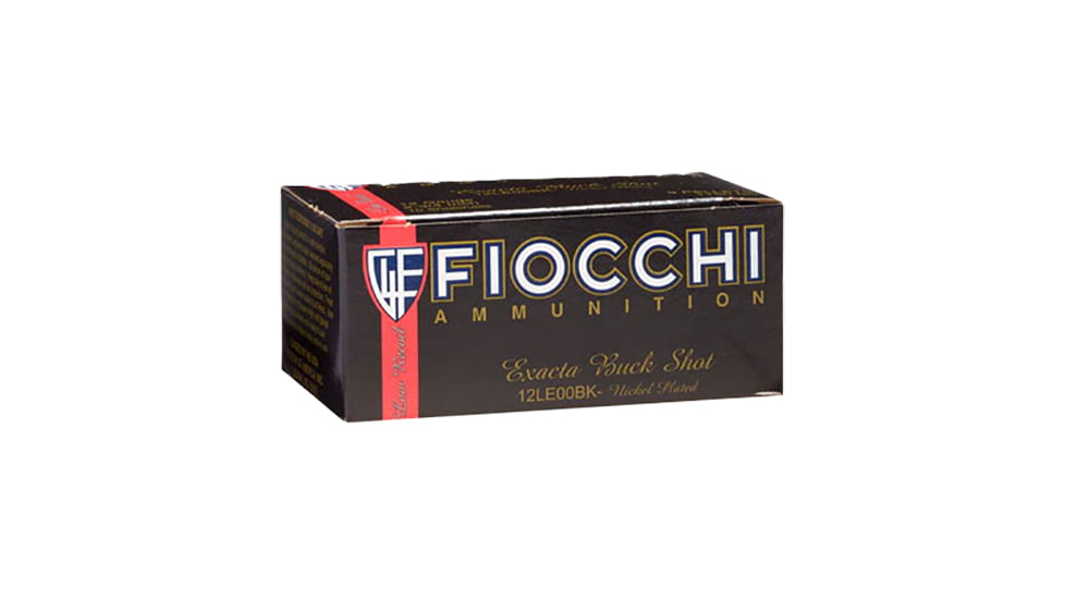 Fiocchi Exacta 12 Gauge 2.75in 00 Buckshot  Shotgun Slug Ammo, 9 Pellets, 10 Rounds, 12LE00BK