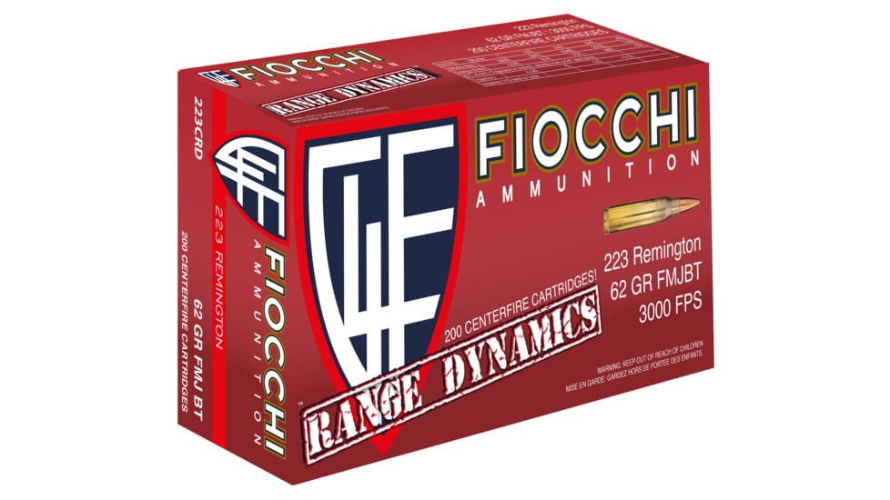 Fiocchi 223CRD Range Dynamics 223 Rem 62 Gr Full Metal Jacket Boat Tail FMJBT