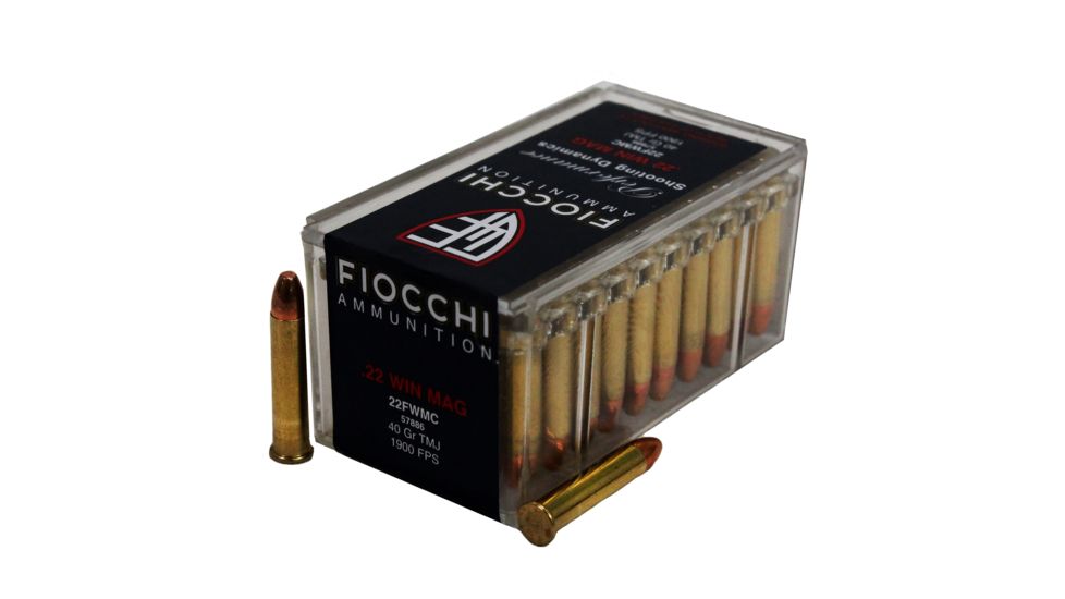 Fiocchi Dynamics 22WMR 40 Grain FMJ Brass Rimfire Ammo, 50 Rounds, 22FWMC