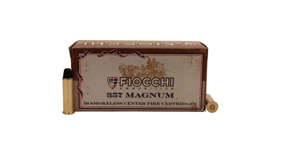 Fiocchi .357 Magnum, 158 Grain, LRNFP, Brass Case, Centerfire Pistol Ammo, 50 Rounds Box, 357CA