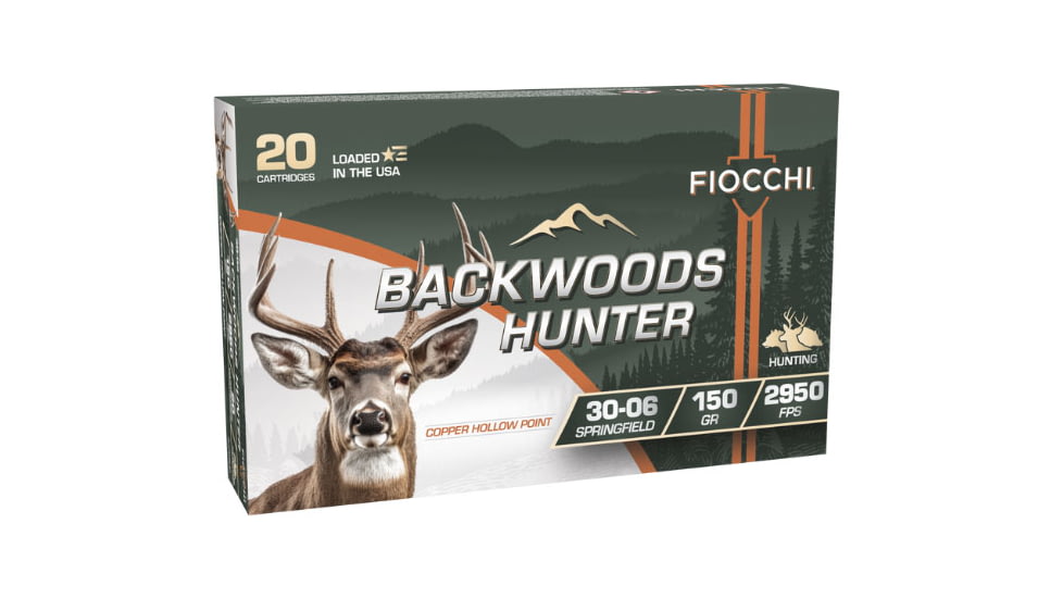 Fiocchi Backwoods Hunter .30-06 Springfield 150 Grain Coated Hollow Point Brass Rifle Ammo, 20 Rounds, 3006BHC