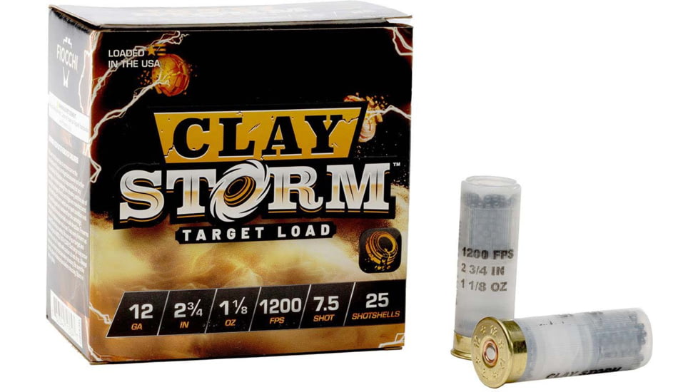 Fiocchi Clay Storm 1200 fps 12 Gauge 1 1/8 oz 2.75 in Shotgun Ammo, #7.5, 25 Rounds, 12CS18H7