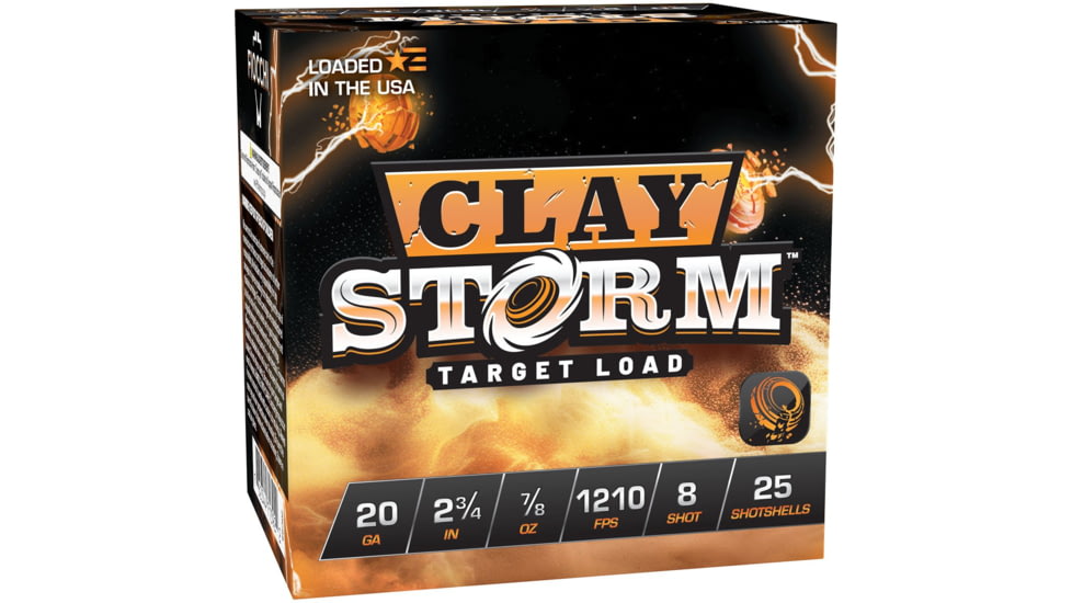 Fiocchi Clay Storm 20 Gauge 7/8 oz 2.75 in Shotgun Ammo, #8, 25 Rounds, 20CS8