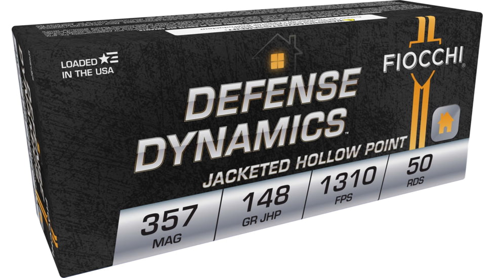 Fiocchi Defense Dynamics 357 Magnum 148 Grain JHP Brass Cased Pistol Ammo, 50 Rounds, 357E