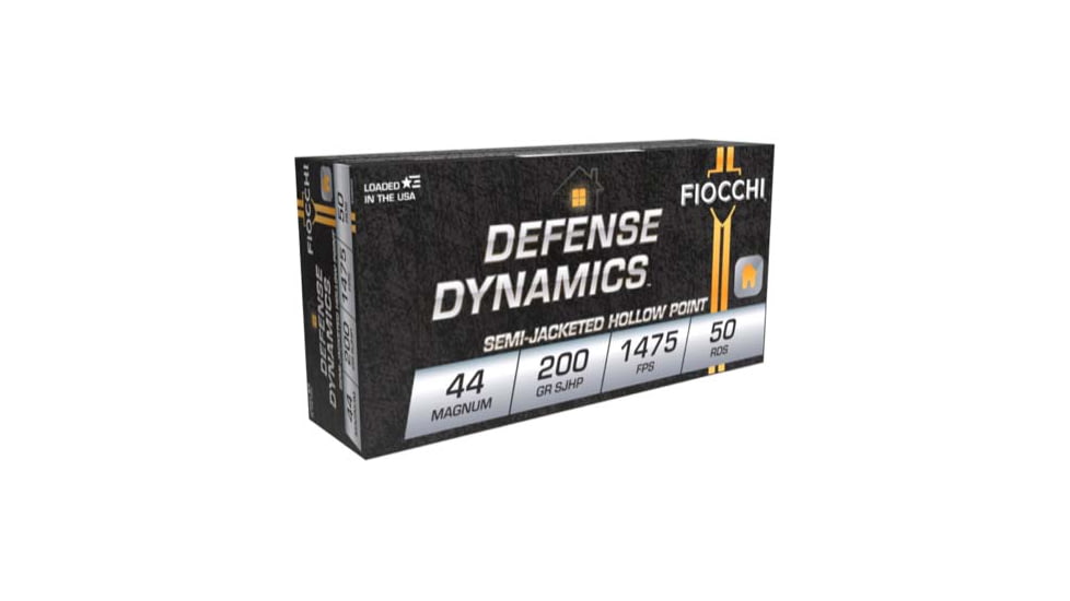 Fiocchi Defense Dynamics .44 Magnum 200 Grain SJHP Brass Pistol Ammo, 50 Rounds, 44B500