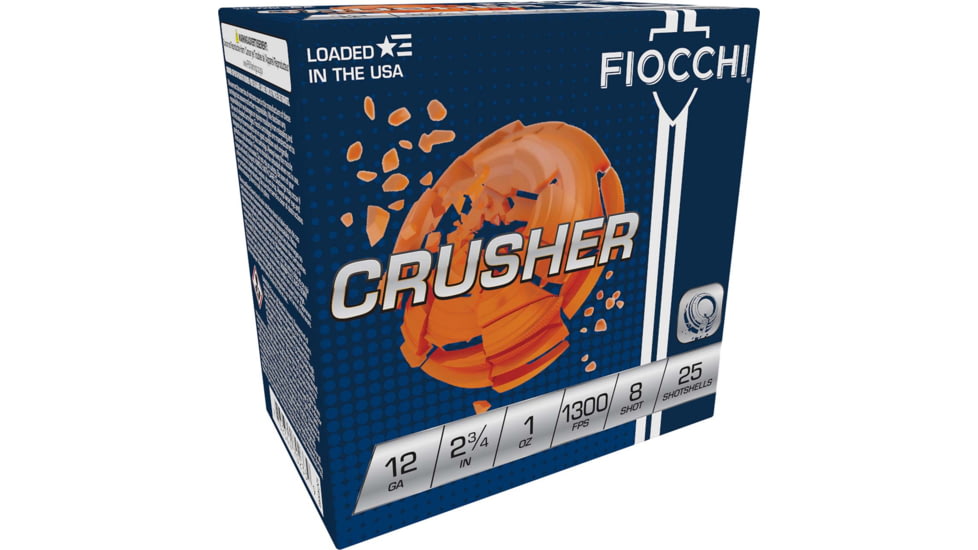 Fiocchi Exacta Crusher 12 Gauge 1oz 2-3/4in Shotgun Ammo, #8, 25 Rounds, 12CRSR8