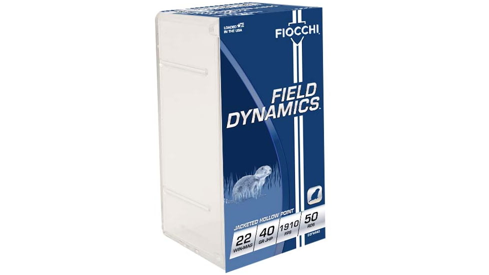 Fiocchi Field Dynamics .22 WMR 40 Grain Jacketed Hollow Point Brass Ammo, 50 Rounds, 22FWMB