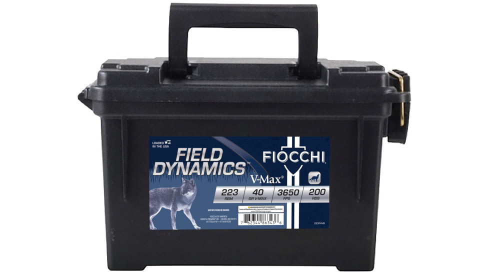 Fiocchi Field Dynamics .223 Remington 40 Grain V-Max Brass Cased Rifle Ammo, 200 Rounds