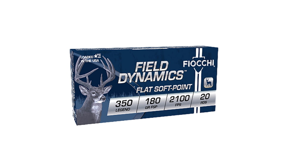 Fiocchi Field Dynamics 350Legend 180gr Flat Soft Point Rifle Ammo, 20 Per Box/10 Case, 350LB