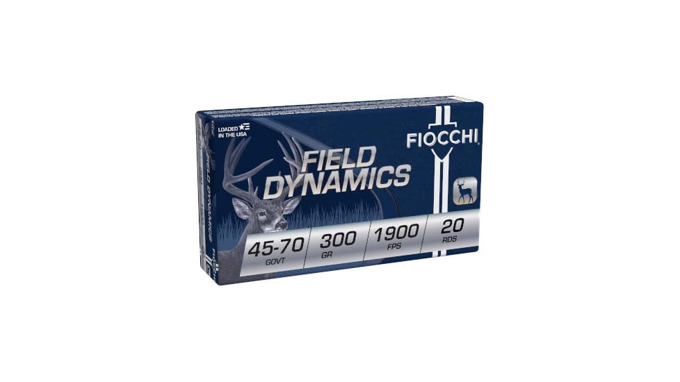 Fiocchi Field Dynamics. 45-70 Gov 300 Grain JHC Brass Cased Rifle Ammo, 20 Rounds, 4570B
