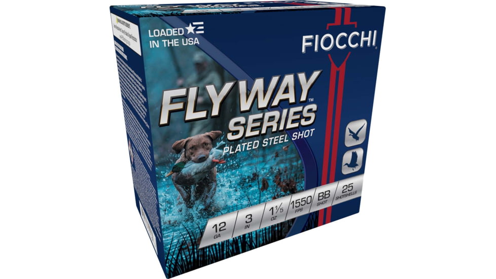 Fiocchi Flyway 12 Gauge 1 1/5oz 3in Shotgun Ammo, BB Shot, 25 Rounds, 123ST15B