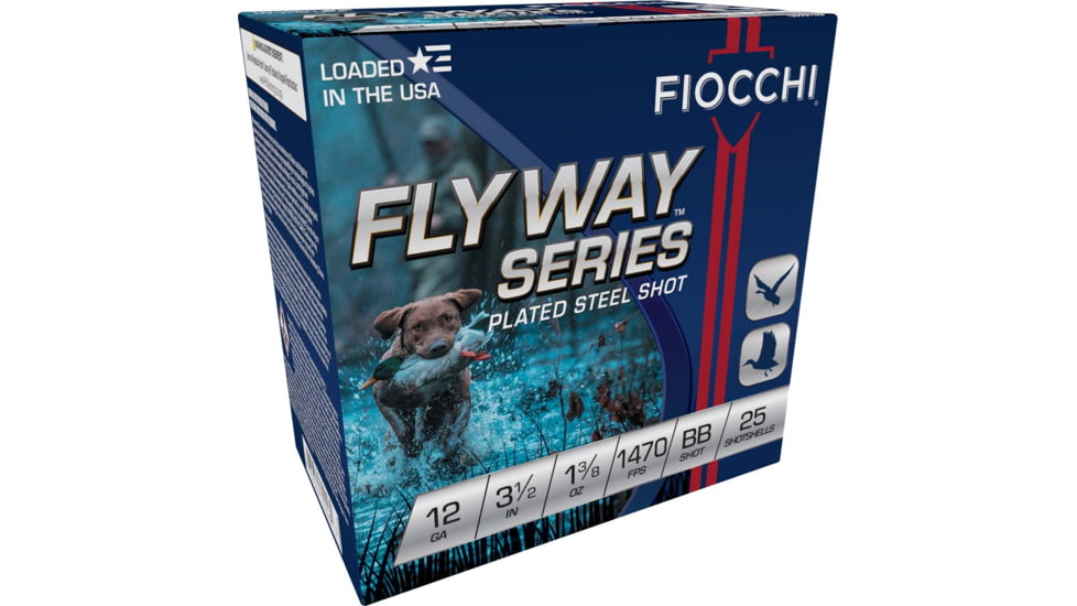 Fiocchi Flyway 12 Gauge 1-3/8oz 3.5in Shotgun Ammo, BB Shot, 25 Rounds, 1235STBB