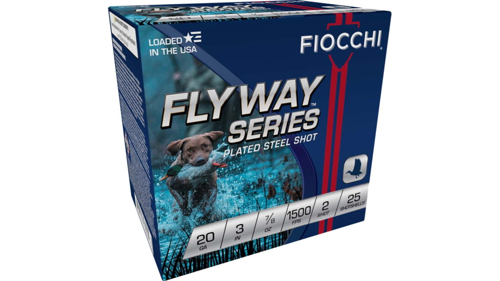 Fiocchi Flyway 20 Gauge 7/8oz 3in 2 Size Shotgun Ammo, 25 Rounds, 203ST2