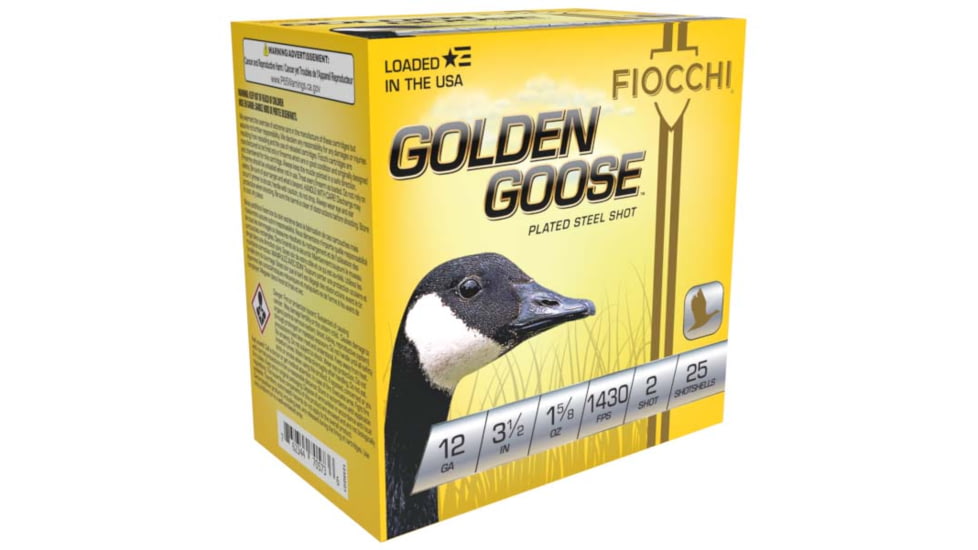 Fiocchi Golden Goose 12 Gauge 1 5/8oz 3.5in Shotgun Ammo, #2, 25 Rounds, 1235GG2
