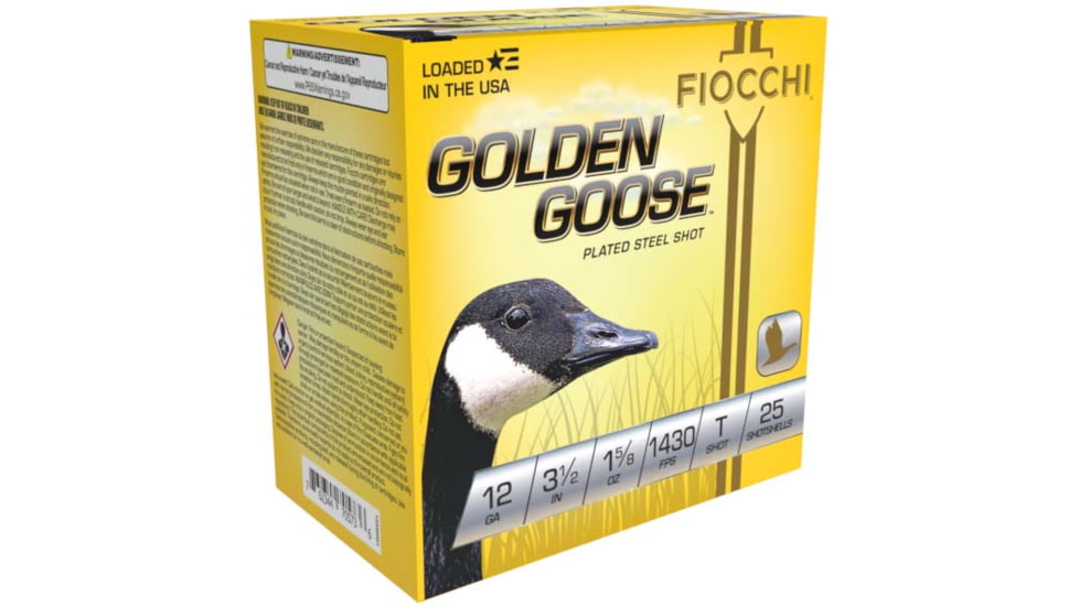 Fiocchi Golden Goose 12 Gauge 1 5/8oz 3.5in Shotgun Ammo, #T, 25 Rounds, 1235GGT