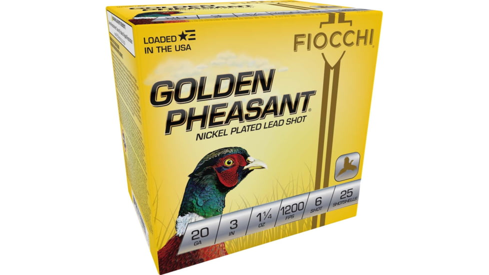 Fiocchi Golden Pheasant 20 Gauge 1 1/4oz 3in Shotgun Ammo, #6, 25 Rounds, 203GP6