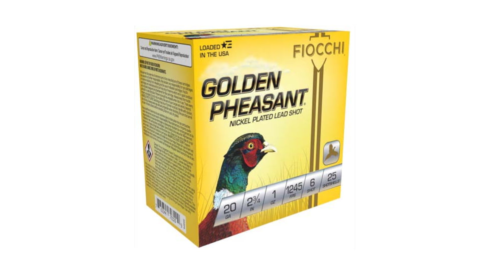 Fiocchi Golden Pheasant 20 Gauge 1oz 2.75in 6 Size Shotgun Ammo, 25 Rounds, 20GP6
