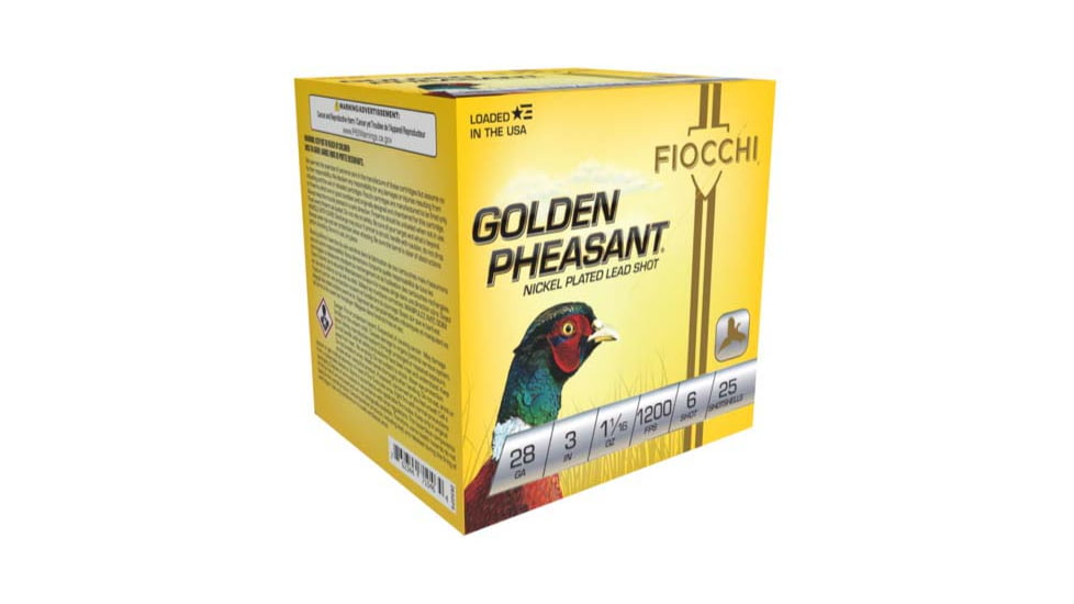 Fiocchi Golden Pheasant 28 Gauge 1 1/16oz 3in 6 Size Shotgun Ammo, 25 Rounds, 283GP6